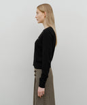 W HALF KNIT ROUND NECK CARDIGAN SET UP IN BLACK image 2