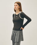 W SLEEVELESS LAYERED LONG SLEEVE TEE IN CHARCOAL GREY image 2