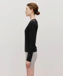 W LAYERED SHEER JERSEY LONG SLEEVE IN BLACK