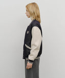 CLASSIC LOGO EMBROIDERY DENIM VARSITY JACKET IN NAVY image 2