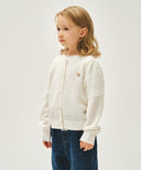 KIDS W POINTELLE KNIT CARDIGAN IN IVORY image 2