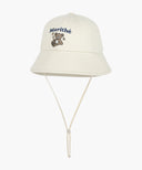 KIDS BEAR EMBROIDERY ROUND BUCKET HAT IN BEIGE image 2