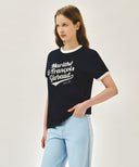 VINTAGE LOGO RINGER TEE IN NAVY image 2