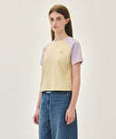 W SMALL REGULAR LOGO RAGLAN CROP TEE IN LIGHT PURPLE image 2