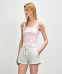 W BASIC STRING CROP SLEEVELESS IN LIGHT PINK image 2