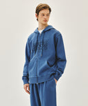 CLASSIC LOGO DYEING HOODIE ZIPUP IN BLUE image 2