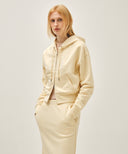 W CLASSIC LOGO CROP HOODIE ZIPUP IN BUTTER image 2