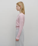 W HALF KNIT ROUND NECK CARDIGAN SET UP IN PINK image 2