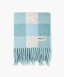 FUZZY CHECK KNIT MUFFLER IN TEAL image 2