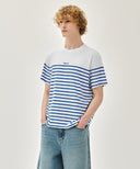 BLOCK STRIPE TEE IN BLUE image 2