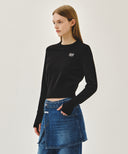 W SMALL CLASSIC LOGO CROP KNIT PULLOVER IN BLACK image 2