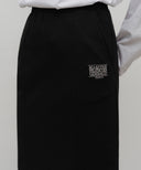 W EMBROIDERY CLASSIC LOGO SWEAT SKIRT IN BLACK