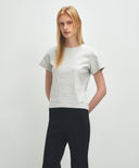 W BASIC TEE IN LIGHT HEATHER GREY image 2