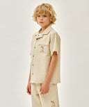 KIDS SEERSUCKER HALF SHIRT IN LIGHT BEIGE image 2