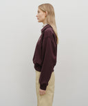W CLASSIC LOGO HALF-ZIP UP CROP SWEATSHIRT IN BROWN image 2