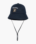 KIDS BEAR EMBROIDERY ROUND BUCKET HAT IN NAVY image 2