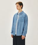 UNI BASIC DENIM SHIRT IN LIGHT BLUE image 5