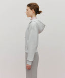 W LACE APPLIQUE CROP HOODIE ZIPUP IN LIGHT HEATHER GREY image 2