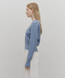 W CLASSIC LOGO CROP KNIT IN ASH BLUE image 2