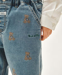 KIDS BEAR PRINTED DENIM PANTS IN BLUE image 2
