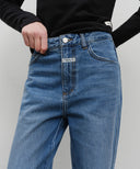 W HIGH STRAIGHT DENIM PANTS IN BLUE image 2