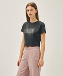 W CLASSIC LOGO CROP TEE IN CHARCOAL GREY image 2
