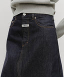 W A-LINE DENIM MIDI SKIRT IN DARK BLUE image 4