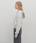 W SMALL CLASSIC LOGO CROP HOODIE IN LIGHT HEATHER GREY