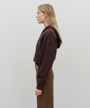 W SMALL CLASSIC LOGO CROP HOODIE IN BROWN