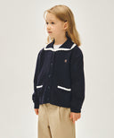 KIDS W LACE COLLAR CARDIGAN IN NAVY image 2