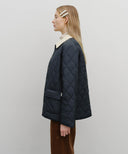 CORDUROY COLLAR QUILTED JACKET IN NAVY image 2