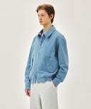 DENIM HARRINGTON JACKET IN BLUE image 8