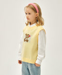 KIDS BEAR CLASSIC LOGO KNIT VEST IN YELLOW image 2