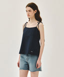 W PINTUCK CAMISOLE BLOUSE IN DARK NAVY image 2