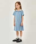 KIDS W SAILOR MARINE DRESS IN LIGHT BLUE image 2