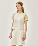 W SMALL REGULAR LOGO RAGLAN CROP TEE IN BUTTER image 2