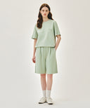 OUTLINE CLASSIC LOGO DYEING BERMUDA SWEAT SHORTS IN MINT image 2