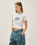 W CLASSIC LOGO CROP TEE IN WHITE image 2
