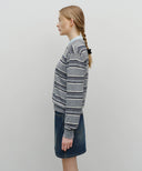 REGULAR LOGO STRIPE POLO KNIT IN MELANGE GRAY image 2