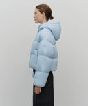 W REGULAR LOGO HOODED CROP DOWN JACKET IN LIGHT BLUE image 6