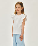 KIDS W LACE FRILL SLEEVELESS IN WHITE image 2