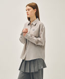W PATTERN SHEER SHIRT IN GREY PINK image 8