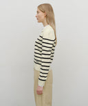 W STRIPE POLO KNIT IN IVORY image 2
