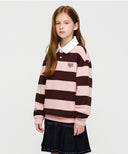KIDS MICRO CLASSIC LOGO RUGBY STRIPE SWEATSHIRT IN BROWN