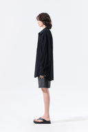 MIXED PANEL OVER FIT SHIRT IN BLACK image 8