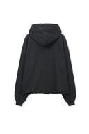 RAW EDGE HEM SWEAT HOODY IN CHARCOAL GREY image 14