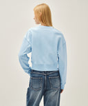 W FLOWER CLASSIC LOGO CROP SWEATSHIRT IN SKY BLUE image 3