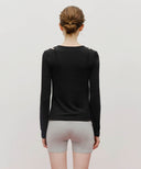 W LAYERED SHEER JERSEY LONG SLEEVE IN BLACK