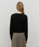 W HALF KNIT ROUND NECK CARDIGAN SET UP IN BLACK image 3