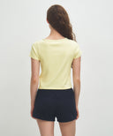 W BASIC CROP TEE IN LIGHT YELLOW image 3